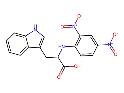 2-[(2,4-dinitrophenyl)amino]-3-(1H-indol-3-yl)propanoic acid structure