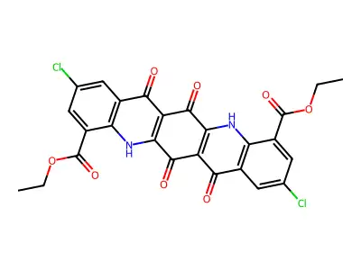 diethyl 2,9-dichloro-6,7,13,14-tetraoxo-5,12-dihydroquinolino[2,3-b]acridine-4,11-dicarboxylate structure