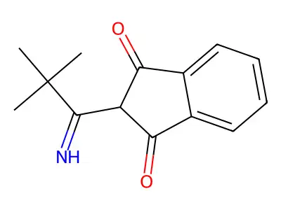 2-(2,2-dimethylpropanimidoyl)-2,3-dihydro-1H-indene-1,3-dione structure