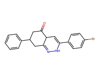 3-(4-bromophenyl)-7-phenyl-4a,6,7,8-tetrahydro-2H-cinnolin-5-one structure