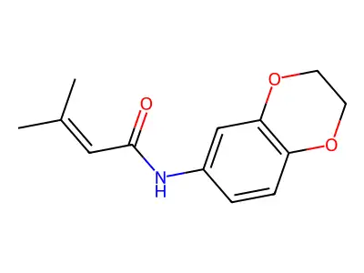 N-(2,3-dihydro-1,4-benzodioxin-6-yl)-3-methylbut-2-enamide structure