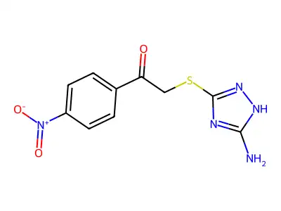 2-[(5-amino-1H-1,2,4-triazol-3-yl)sulfanyl]-1-(4-nitrophenyl)ethanone structure