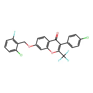 7-[(2-chloro-6-fluorobenzyl)oxy]-3-(4-chlorophenyl)-2-(trifluoromethyl)-4H-chromen-4-one structure