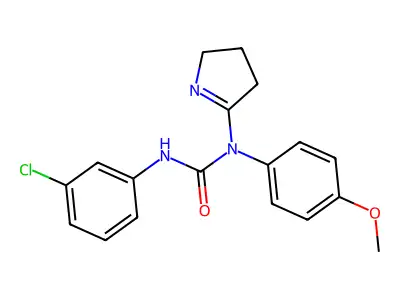 3-(3-chlorophenyl)-1-(3,4-dihydro-2H-pyrrol-5-yl)-1-(4-methoxyphenyl)urea structure