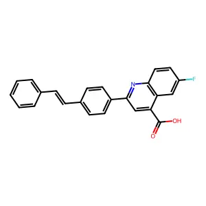 (E)-6-Fluoro-2-(4-styrylphenyl)quinoline-4-carboxylic acid structure