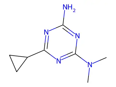 6-cyclopropyl-N,N-dimethyl-1,3,5-triazine-2,4-diamine structure