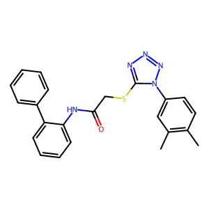 2-[1-(3,4-dimethylphenyl)tetrazol-5-yl]sulfanyl-N-(2-phenylphenyl)acetamide structure