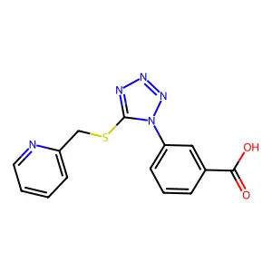 3-[5-(Pyridin-1-ium-2-ylmethylsulfanyl)tetrazol-1-yl]benzoate structure
