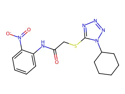 2-(1-cyclohexyltetrazol-5-yl)sulfanyl-N-(2-nitrophenyl)acetamide structure