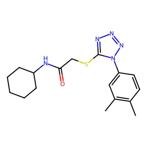 N-cyclohexyl-2-[1-(3,4-dimethylphenyl)tetrazol-5-yl]sulfanylacetamide structure