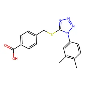 4-[[1-(3,4-Dimethylphenyl)tetrazol-5-yl]sulfanylmethyl]benzoic acid structure