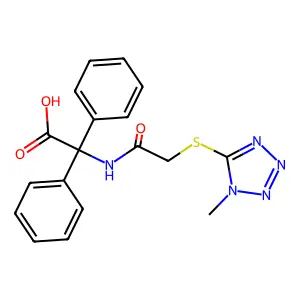 2-[[2-(1-Methyltetrazol-5-yl)sulfanylacetyl]amino]-2,2-diphenylacetic acid structure