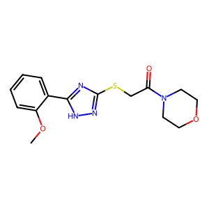 2-[[5-(2-methoxyphenyl)-1H-1,2,4-triazol-3-yl]sulfanyl]-1-morpholin-4-ylethanone structure