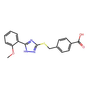 4-[[5-(2-methoxyphenyl)-1H-1,2,4-triazol-3-yl]sulfanylmethyl]benzoic acid structure