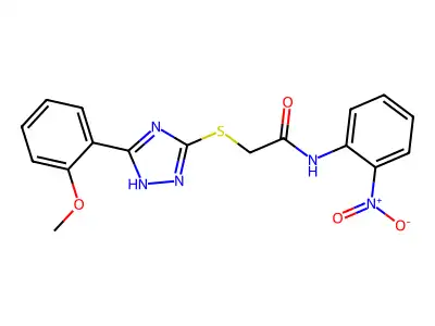 2-[[5-(2-methoxyphenyl)-1H-1,2,4-triazol-3-yl]sulfanyl]-N-(2-nitrophenyl)acetamide structure