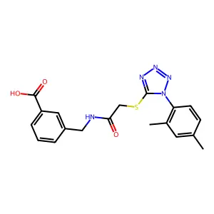 3-[[[2-[1-(2,4-dimethylphenyl)tetrazol-5-yl]sulfanylacetyl]amino]methyl]benzoic Acid structure