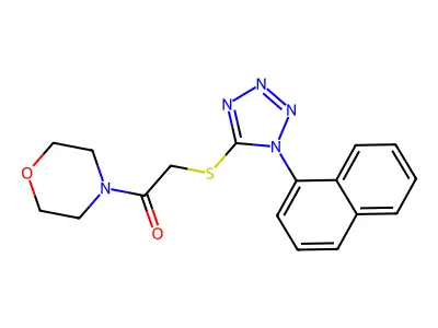 4-({[1-(1-naphthyl)-1H-tetrazol-5-yl]thio}acetyl)morpholine structure