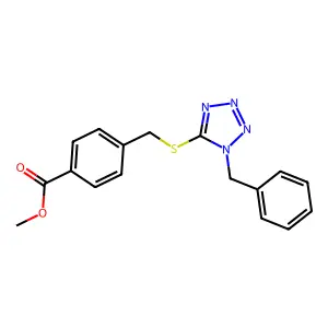 methyl 4-{[(1-benzyl-1H-tetrazol-5-yl)thio]methyl}benzoate structure