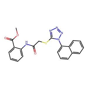 Methyl 2-[[2-(1-naphthalen-1-yltetrazol-5-yl)sulfanylacetyl]amino]benzoate structure