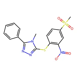 4-methyl-3-(4-methylsulfonyl-2-nitrophenyl)sulfanyl-5-phenyl-1,2,4-triazole structure