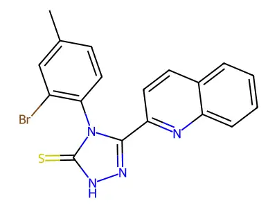 4-(2-bromo-4-methylphenyl)-3-quinolin-2-yl-1H-1,2,4-triazole-5-thione structure