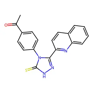 1-[4-(3-quinolin-2-yl-5-sulfanylidene-1H-1,2,4-triazol-4-yl)phenyl]ethanone structure