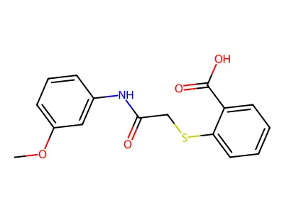 2-({[(3-Methoxyphenyl)carbamoyl]methyl}sulfanyl)benzoic acid structure