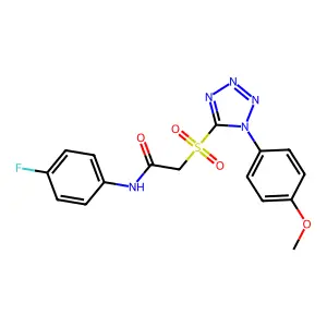 N-(4-fluorophenyl)-2-[1-(4-methoxyphenyl)tetrazol-5-yl]sulfonylacetamide structure