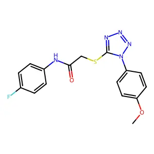 N-(4-Fluorophenyl)-2-((1-(4-methoxyphenyl)-1H-tetrazol-5-yl)thio)acetamide structure