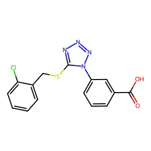 3-[5-[(2-Chlorophenyl)methylsulfanyl]tetrazol-1-yl]benzoic acid structure