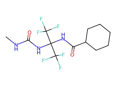 N-[1,1,1,3,3,3-hexafluoro-2-(methylcarbamoylamino)propan-2-yl]cyclohexanecarboxamide structure