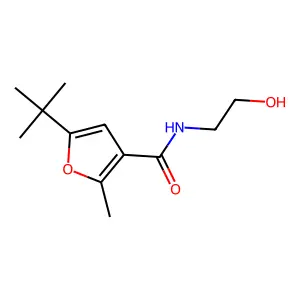 5-tert-butyl-N-(2-hydroxyethyl)-2-methylfuran-3-carboxamide structure
