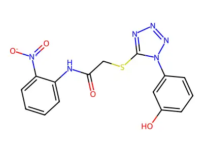 2-[1-(3-hydroxyphenyl)tetrazol-5-yl]sulfanyl-N-(2-nitrophenyl)acetamide structure