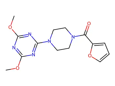 2-[4-(Furan-2-carbonyl)piperazin-1-yl]-4,6-dimethoxy-1,3,5-triazine structure