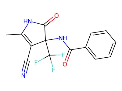 N-[4-cyano-5-methyl-2-oxo-3-(trifluoromethyl)-2,3-dihydro-1H-pyrrol-3-yl]benzamide structure