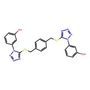 3-[5-[[4-[[1-(3-hydroxyphenyl)tetrazol-5-yl]sulfanylmethyl]phenyl]methylsulfanyl]tetrazol-1-yl]phenol structure