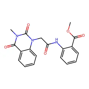 Methyl 2-[[2-(3-methyl-2,4-dioxoquinazolin-1-yl)acetyl]amino]benzoate structure