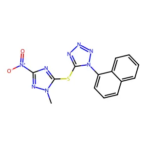 5-[(2-Methyl-5-nitro-1,2,4-triazol-3-yl)sulfanyl]-1-naphthalen-1-yltetrazole structure