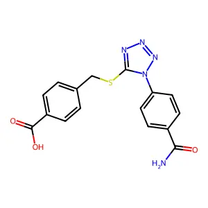 4-[[1-(4-carbamoylphenyl)tetrazol-5-yl]sulfanylmethyl]benzoic Acid structure