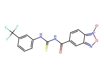 5-[({[3-(trifluoromethyl)anilino]carbothioyl}amino)carbonyl]-2,1,3-benzoxadiazol-1-ium-1-olate structure