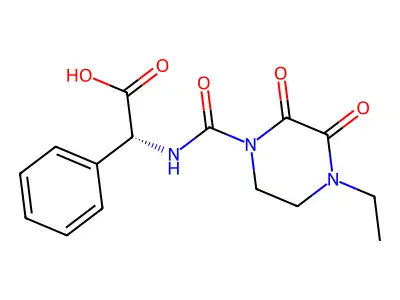 (R)-2-(4-Ethyl-2,3-dioxopiperazine-1-carboxamido)-2-phenylacetic acid structure