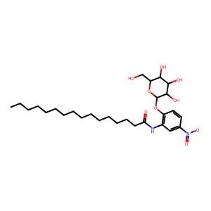 N-(2-(beta-D-Glucopyranosyloxy)-5-nitrophenyl)hexadecanamide structure