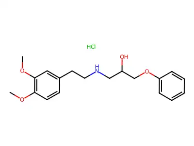2-Propanol, 1-((3,4-dimethoxyphenethyl)amino)-3-phenoxy-, monohydrochloride structure