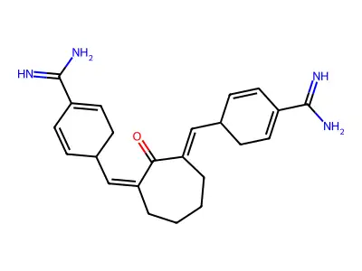 4,4'-[(2-Oxocycloheptane-1,3-diylidene)dimethylylidene]dibenzenecarboximidamide structure