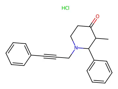 3-Methyl-2-phenyl-1-(3-phenyl-2-propynyl)-4-piperidone hydrochloride structure