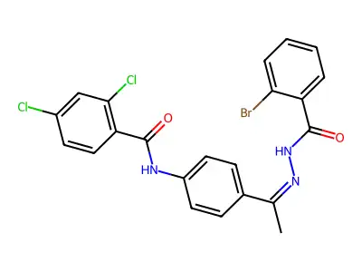 N-(4-{1-[2-(2-Bromobenzoyl)hydrazinylidene]ethyl}phenyl)-2,4-dichlorobenzamide structure