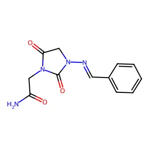 2-[3-(benzylideneamino)-2,5-dioxoimidazolidin-1-yl]acetamide structure