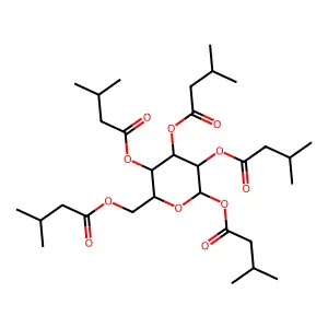 D-Glucopyranose, pentakis(3-methylbutanoate) structure