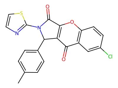 7-chloro-2-(thiazol-2-yl)-1-(p-tolyl)-1,2-dihydrochromeno[2,3-c]pyrrole-3,9-dione structure