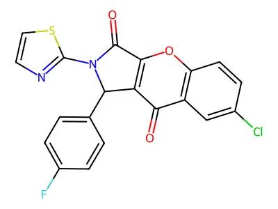 7-chloro-1-(4-fluorophenyl)-2-(1,3-thiazol-2-yl)-1,2-dihydrochromeno[2,3-c]pyrrole-3,9-dione structure